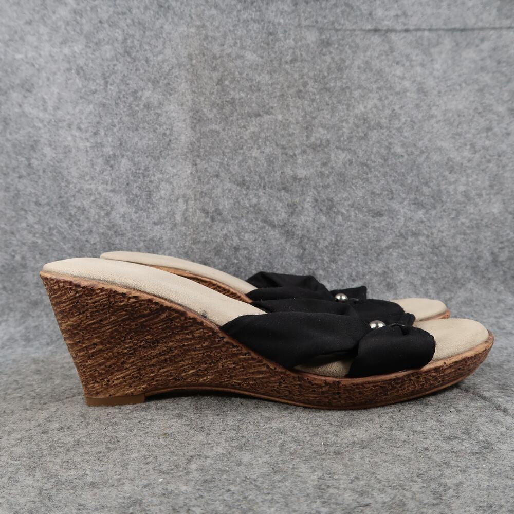 Comfort Plus Predictions Shoes Womens 8.5 Sandals Wedge Fashion Slip On Black